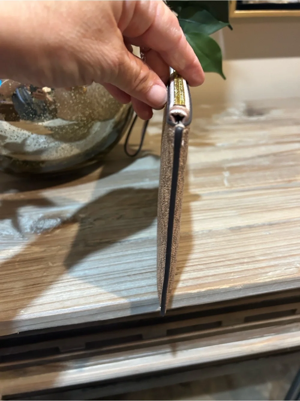 Michael Kors Metallic Rose Gold Signature Wristlet